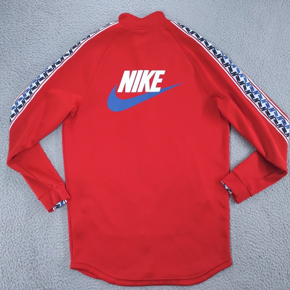 Nike Track Jacket Men Small Red Good Taped Full Zip Big Logo Spellout AJ2681